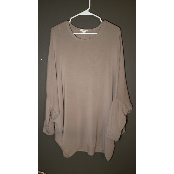 Helmut Lang Women’s Large Oversized Dolman Long Sleeve Top Taupe Slouchy Soft - Picture 1 of 4